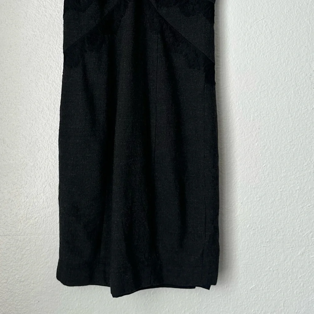 Rebecca Taylor Dark Gray Dress Black‎ Lace Trim sheath dress Size 2